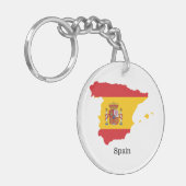 Spanien Flagge innerhalb der Karte Souvenir Design Schlüsselanhänger (Vorderseite links)