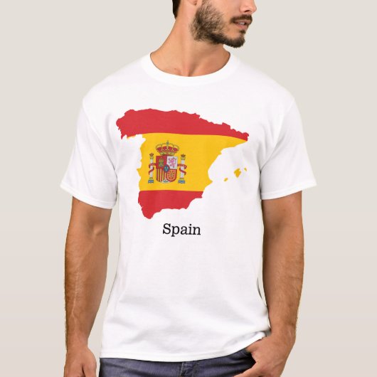 Spanien Flagge innerhalb der Karte Souvenir Design T-Shirt (Vorderseite)