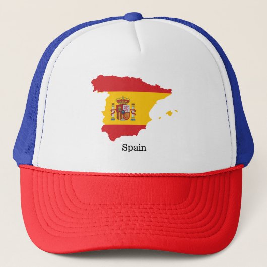 Spanien Flagge innerhalb der Karte Souvenir Design Truckerkappe (Vorderseite)