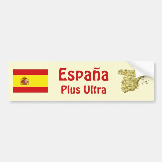Spanien Flagge + Karte Autoaufkleber (Vorne)