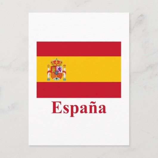 Spanien Flagge mit Namen auf Spanisch Postkarte (Vorderseite)
