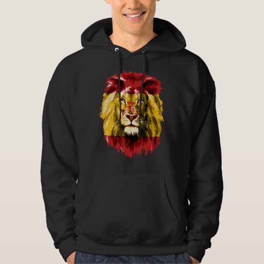 Spanien Flagge Pride Lion Face España Spanien Span Hoodie (Vorderseite)