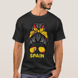 Spanien Flagge Spanische Girl-Hairbun Fußball-Fußb T-Shirt