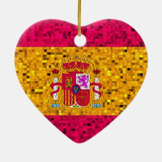 Spanien-Flaggen-Glitterverzierung Keramikornament (Hinten)