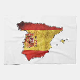 Spanien-Flaggen-Karte Küchentuch