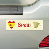 Spanien Flaggenschwerpunkt + Karte Autoaufkleber (Auf Auto)