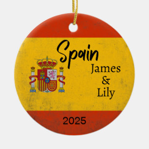 Spanien Flaggenverzierung, Personalisiertes Spanie Keramik Ornament