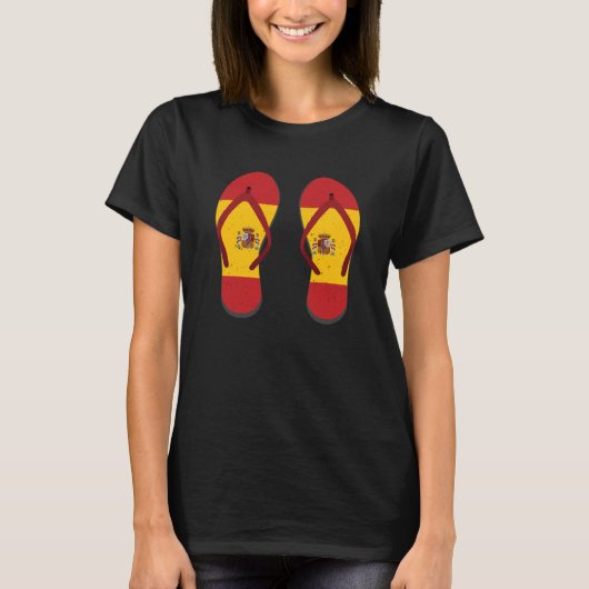 Spanien Flip Flops Spanische Flagge Madrid Barcelo T-Shirt (Vorderseite)