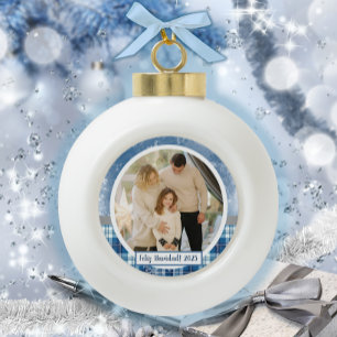 Spanien Frohe Weihnachten Elegant Blau Feiertag Keramik Kugel-Ornament