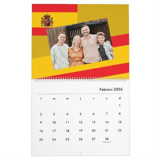 Spanien | Fügen Sie Ihr Foto Spanische Flagge farb Kalender (Feb 2026)