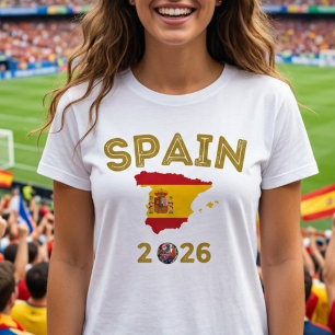 Spanien Fußball Fan Retro Gold Karte Landesflagge  T-Shirt