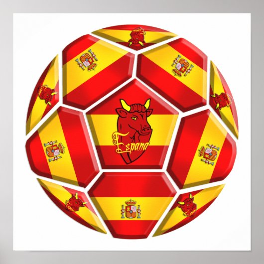 Spanien Fußball La Furia Roja Toro Flaggen Poster (Vorne)