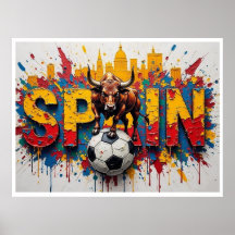 Spanien Fußball Stadtlandschaft Ölmalerei Stil Kun