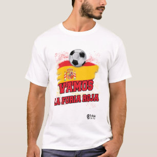 Spanien Fußball Vamos La Furia Roja 1 Weiß T-Shirt