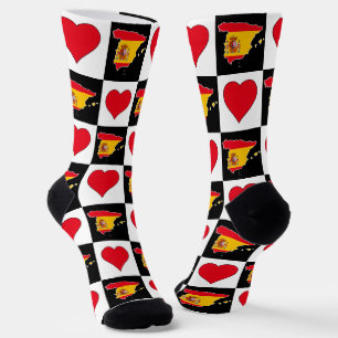 Spanien Herz Muster Spanische Flagge Karte Socken