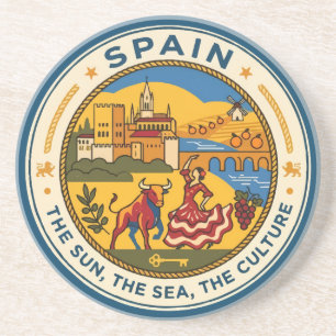 Spanien Illustration Reise Kunst Abzeichen Getränkeuntersetzer