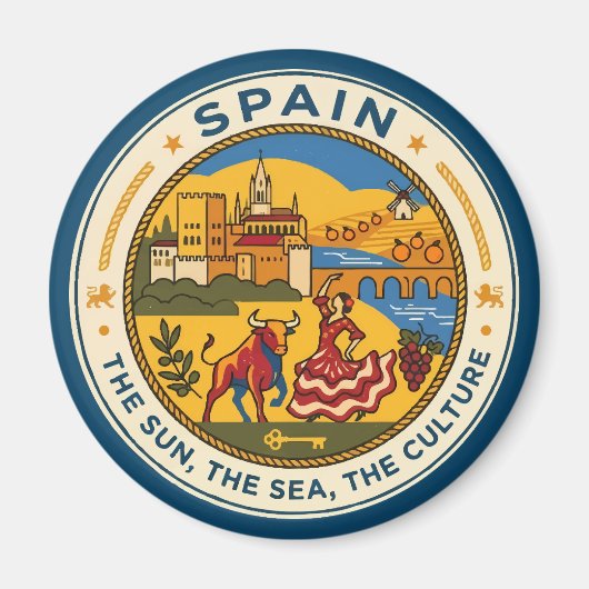 Spanien Illustration Reise Kunst Abzeichen Magnet (Vorne)