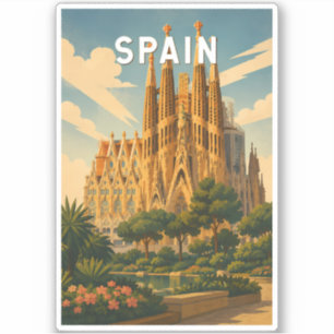 Spanien Illustration Reise Kunst Vintage Aufkleber