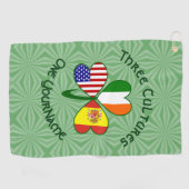 Spanien Irland USA Flaggen Kleeblatt Personalisier Golfhandtuch (Horizontal)
