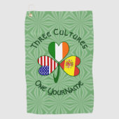Spanien Irland USA Flaggen Kleeblatt Personalisier Golfhandtuch (Vorderseite)