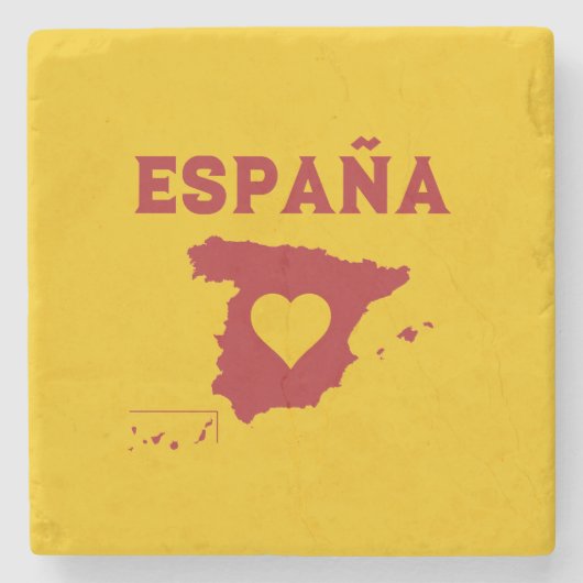 Spanien Karte España Yellow Red Steinuntersetzer (Vorderseite)