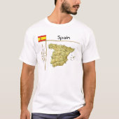 Spanien Karte + Flagge + T - Shirt (Vorderseite)