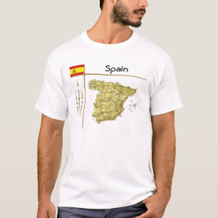 Spanien Karte + Flagge + T - Shirt