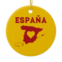 Spanien Karte Ornamente España Gelb Rot