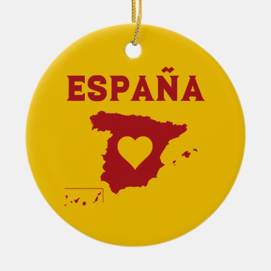 Spanien Karte Ornamente España Gelb Rot (Vorne)