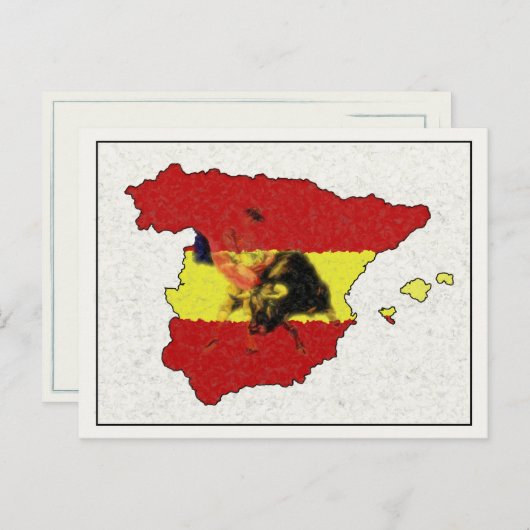 Spanien Karte Postkarte mit Bull und Matador (Vorne/Hinten)