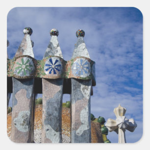 Spanien, Katalonien, Barcelona. Casa Batllo (1906) Quadratischer Aufkleber