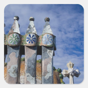Spanien, Katalonien, Barcelona. Casa Batllo (1906) Quadratischer Aufkleber