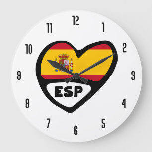Spanien Ländercode ESP Flaggenmitte Große Wanduhr