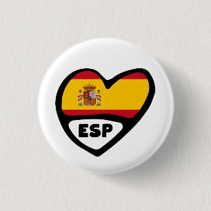 Spanien Ländercode Flaggen Herz Button Abzeichen,