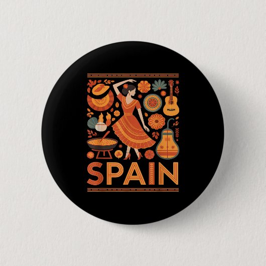 Spanien lustige spanische Kultur Flamenco Gitarre Button (Vorderseite)