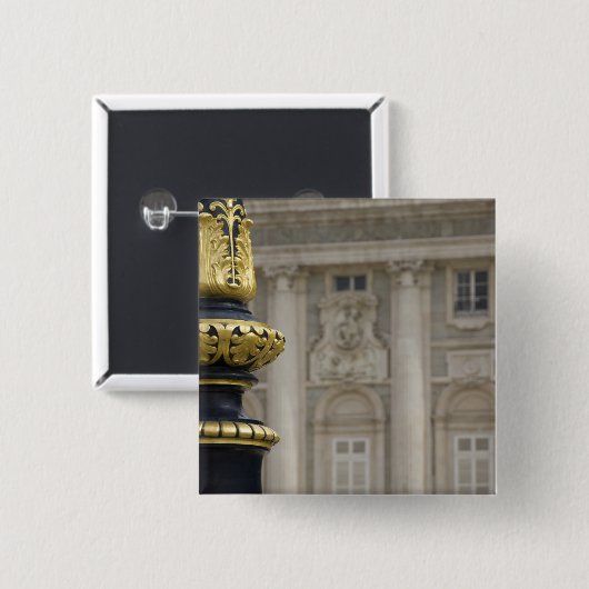 Spanien, Madrid. Königspalast, verzierte Goldlampe Button (Vorne & Hinten)