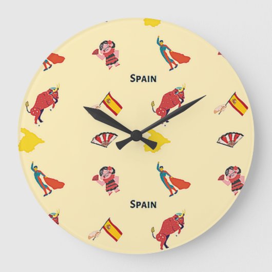 Spanien-Muster Große Wanduhr (Vorderseite)