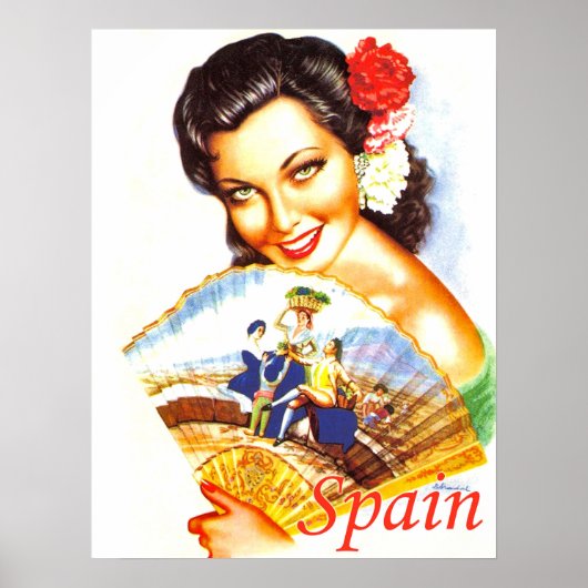 Spanien, Porträt einer spanischen Frau mit Fan Poster (Vorne)