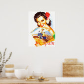 Spanien, Porträt einer spanischen Frau mit Fan Poster (Küche)