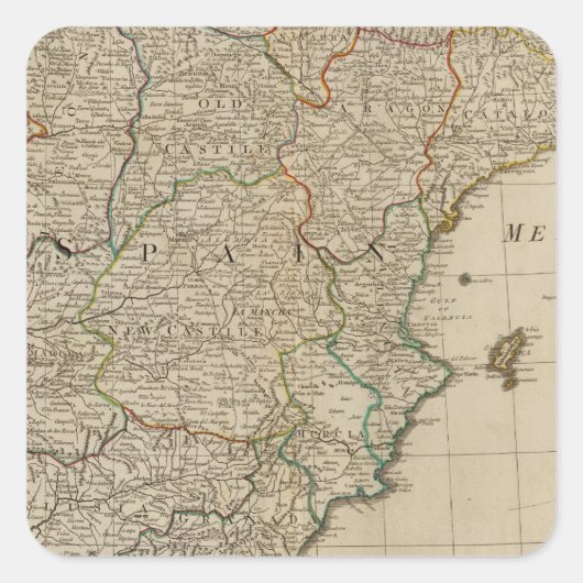 Spanien, Portugal Quadratischer Aufkleber (Vorderseite)