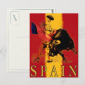 Spanien Postkarte mit Vintage-Stierkampf (Vorne/Hinten)