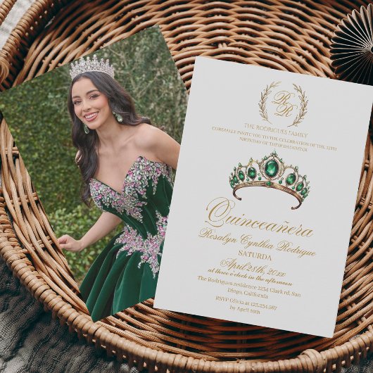 Spanien Quinceanera Gold Tiara 15. Geburtstag Einladung
