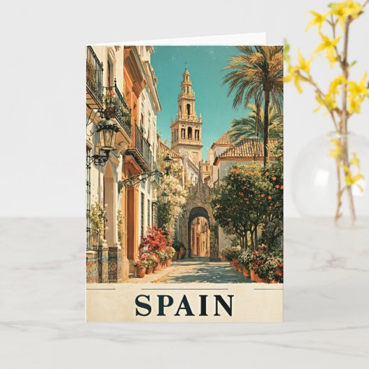 Spanien Reiseplakat Karte (Gelbe Blume)