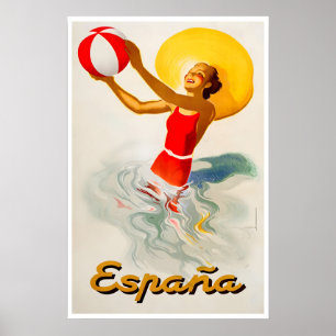 Spanien Reiseplakat Spanische Kunst Strand Druck Poster