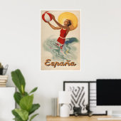 Spanien Reiseplakat Spanische Kunst  Stranddruck Poster (Heimbüro)