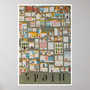 Spanien Reiseplakat Spanische Straßenkunst Häuser Poster