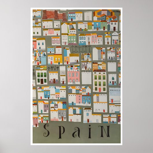 Spanien Reiseplakat Spanische Straßenkunst Häuser Poster (Vorne)