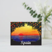 Spanien, romantischer Sonnenuntergang am Strand, V Postkarte (Stehend Vorderseite)