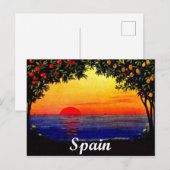 Spanien, romantischer Sonnenuntergang am Strand, V Postkarte (Vorne/Hinten)