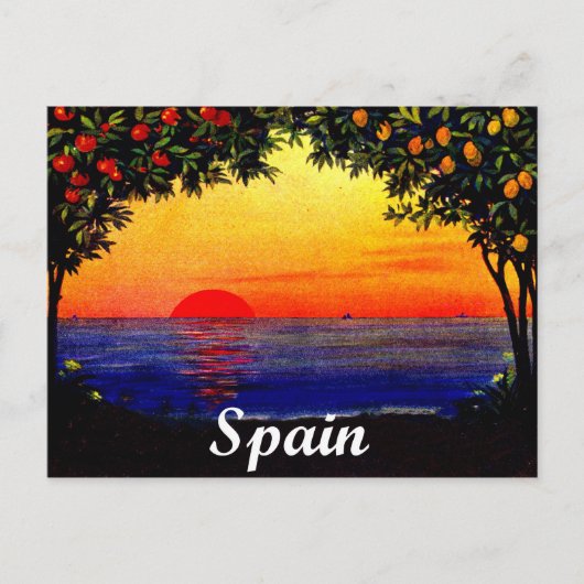 Spanien, romantischer Sonnenuntergang am Strand, V Postkarte (Vorderseite)